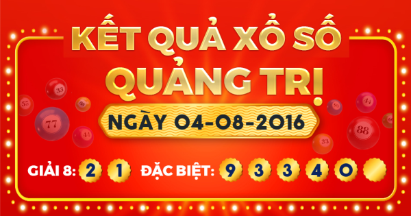 Kết quả xổ số Quảng Trị ngày 4/8/2016